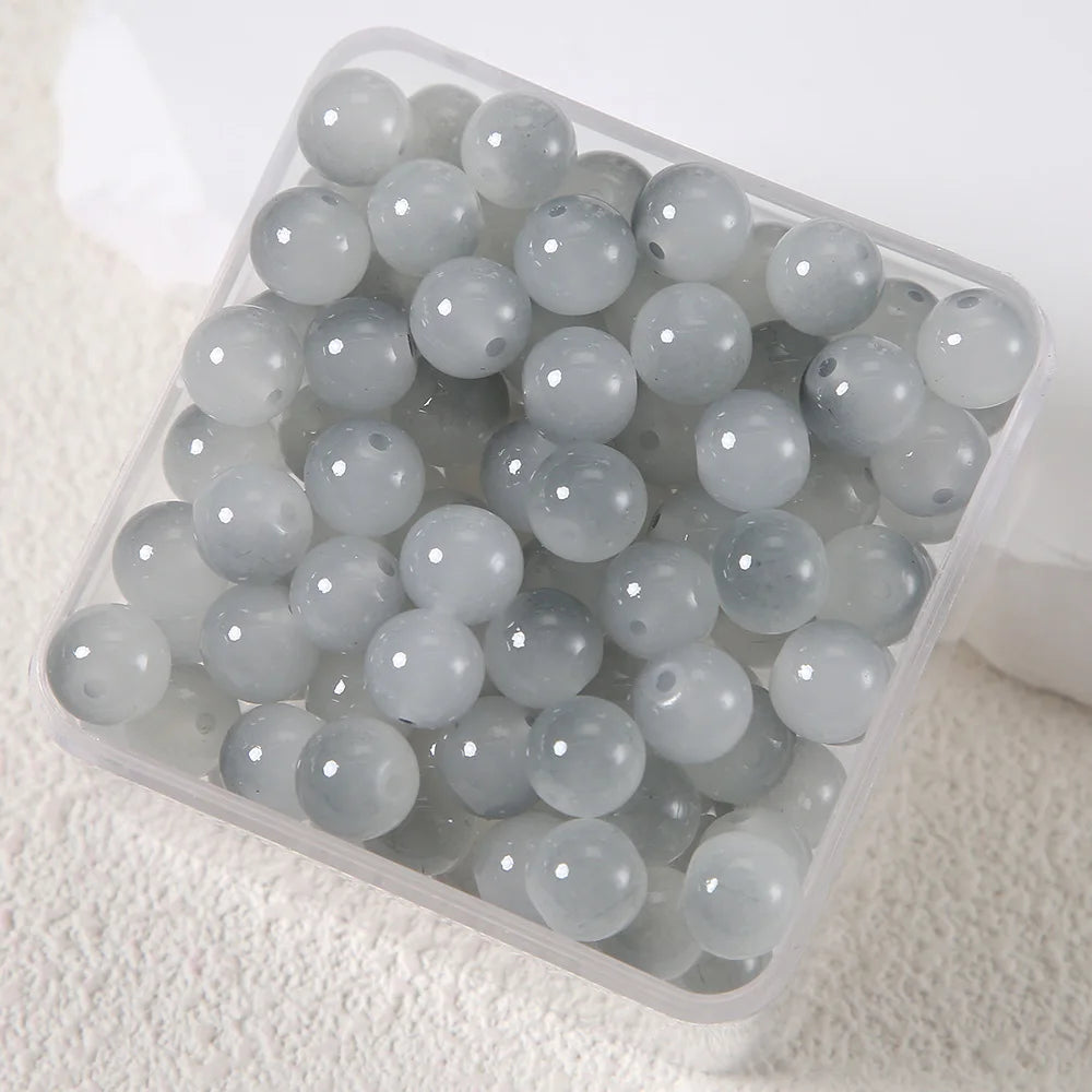 50pcs Double Gradient Color Jelly Result Round Glass Bead