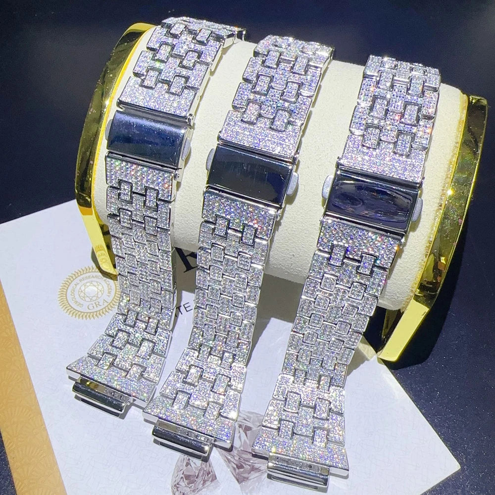 S925 Silver Moissanite Watch Strap and Cover Set For GA-2100 Real Diamonds Can Pass Tester Wrist Hand Chain With Certificate