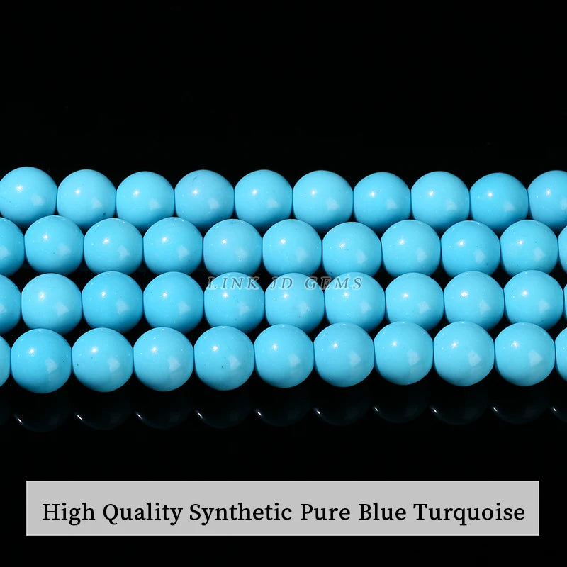 High Quality Synthetic Pure Blue Turquoise Bead Round Loose Spacer Stone