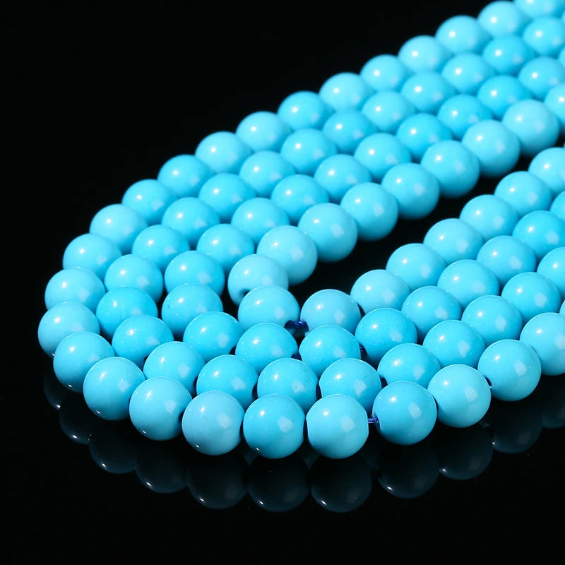 High Quality Synthetic Pure Blue Turquoise Bead Round Loose Spacer Stone