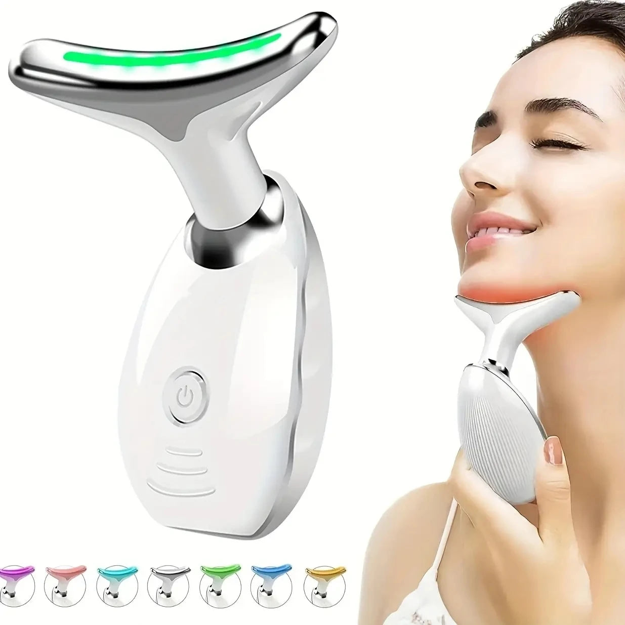 7LED Color Vibrating Neck Device Beauty Gift, neck and face skin massager