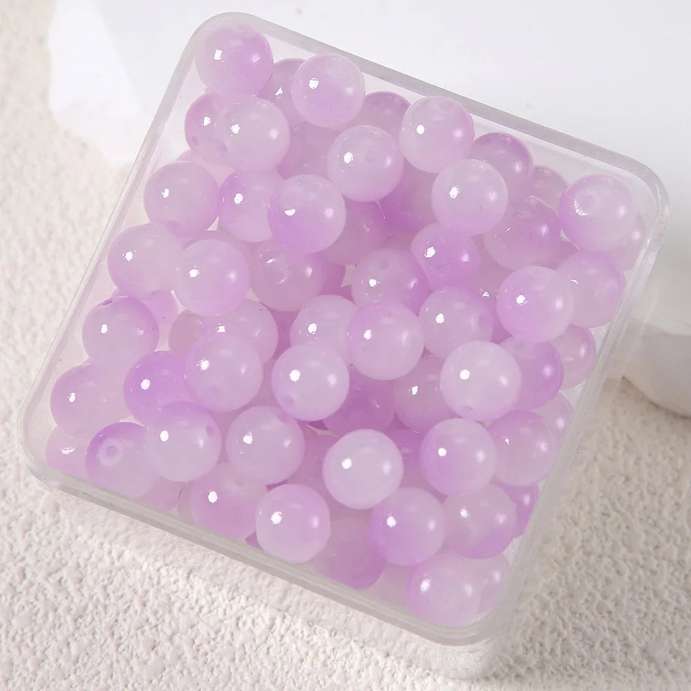 50pcs Double Gradient Color Jelly Result Round Glass Bead