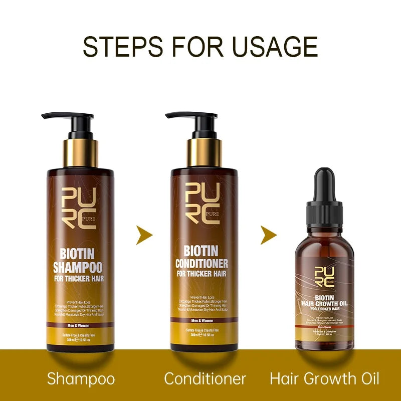 PURC Biotin Hair Growth Oil Shampoo Conditioner Sets