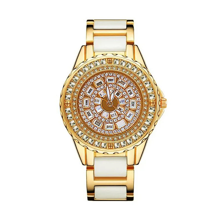 BS bee sister Luxury Brand Women Watches Full Diamond Watch Gold Bracelet Ceramic Strap Female Waterproof Quartz Watches Golden