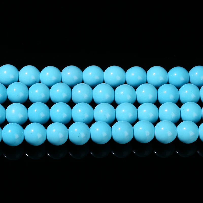 High Quality Synthetic Pure Blue Turquoise Bead Round Loose Spacer Stone