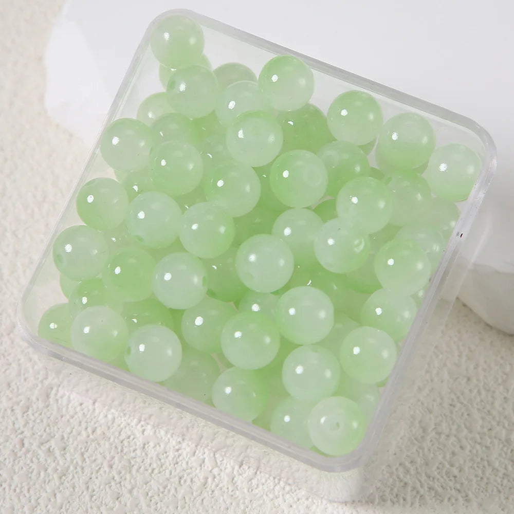 50pcs Double Gradient Color Jelly Result Round Glass Bead