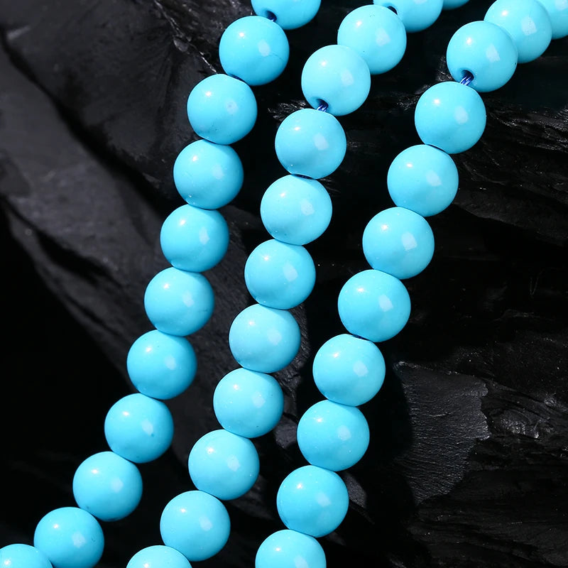 High Quality Synthetic Pure Blue Turquoise Bead Round Loose Spacer Stone