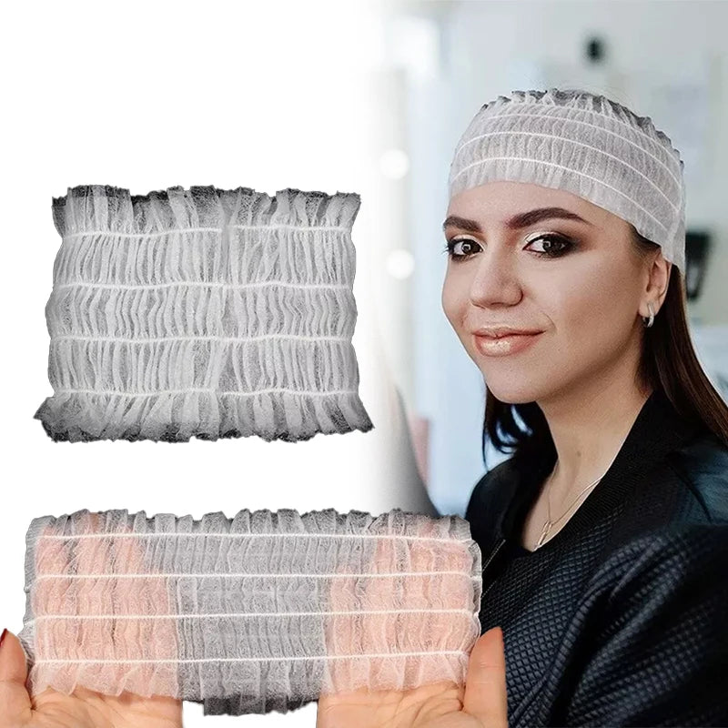 100PCS Disposable Soft Non-Woven Facial Hair Band