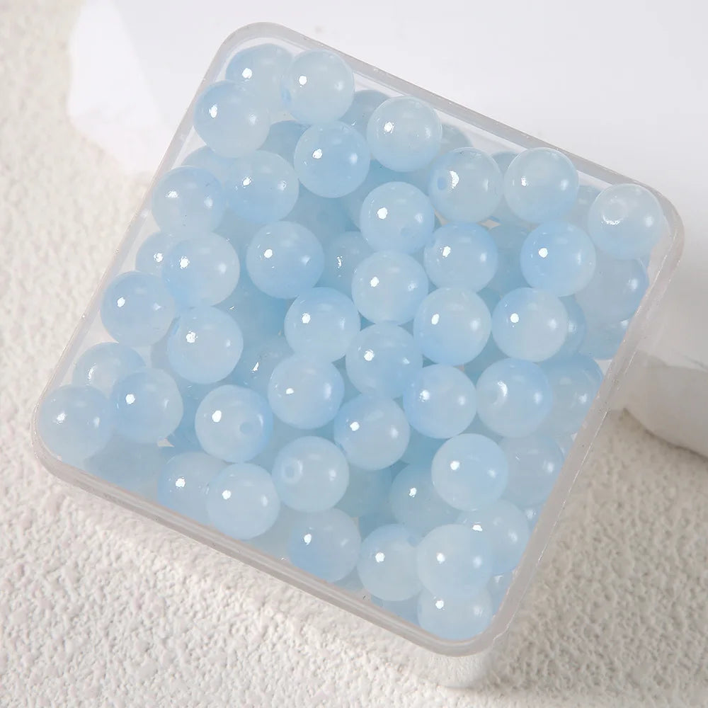 50pcs Double Gradient Color Jelly Result Round Glass Bead