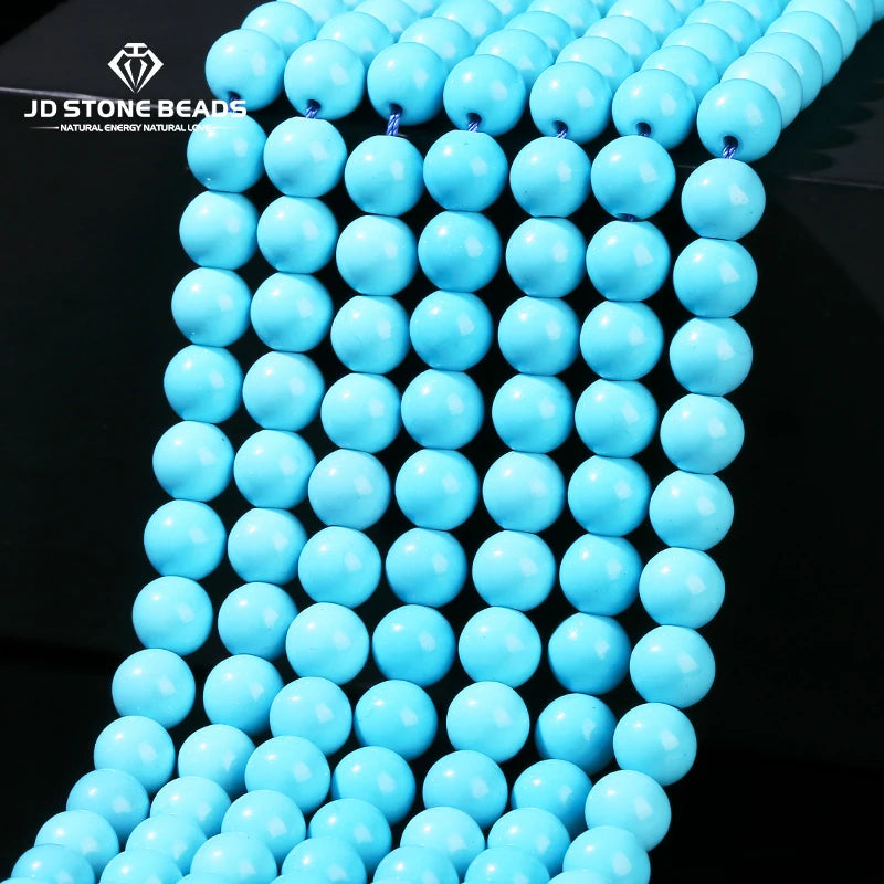 High Quality Synthetic Pure Blue Turquoise Bead Round Loose Spacer Stone