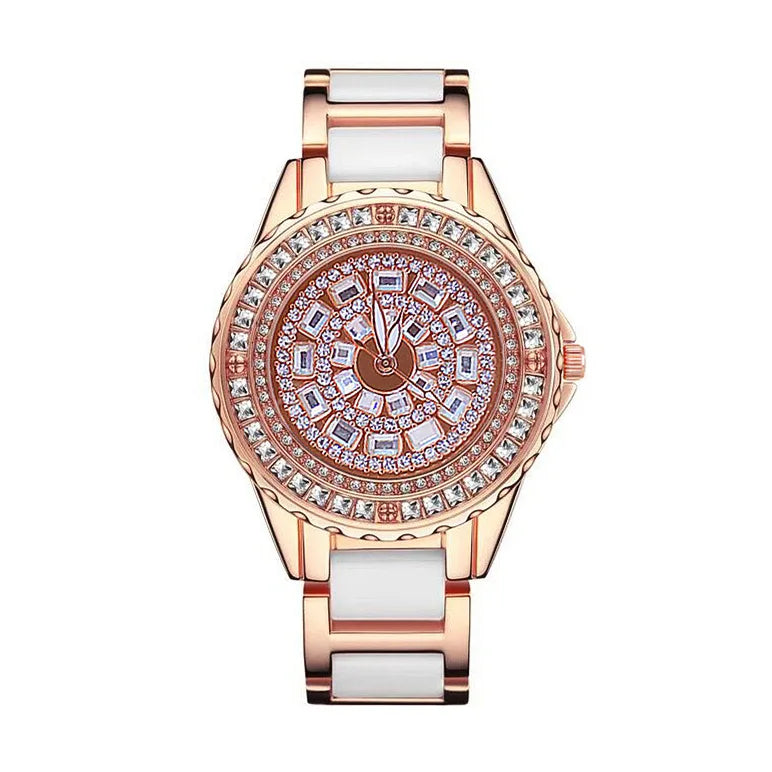 BS bee sister Luxury Brand Women Watches Full Diamond Watch Gold Bracelet Ceramic Strap Female Waterproof Quartz Watches Golden