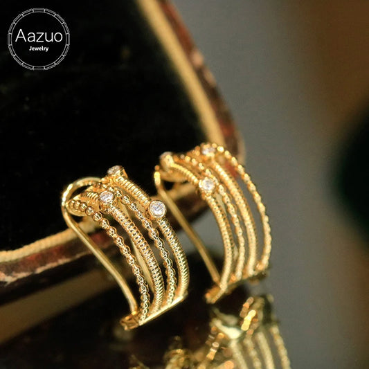 Aazuo Luxury Jewelry 18K Yellow Solid Gold Real Natrual Diamonds