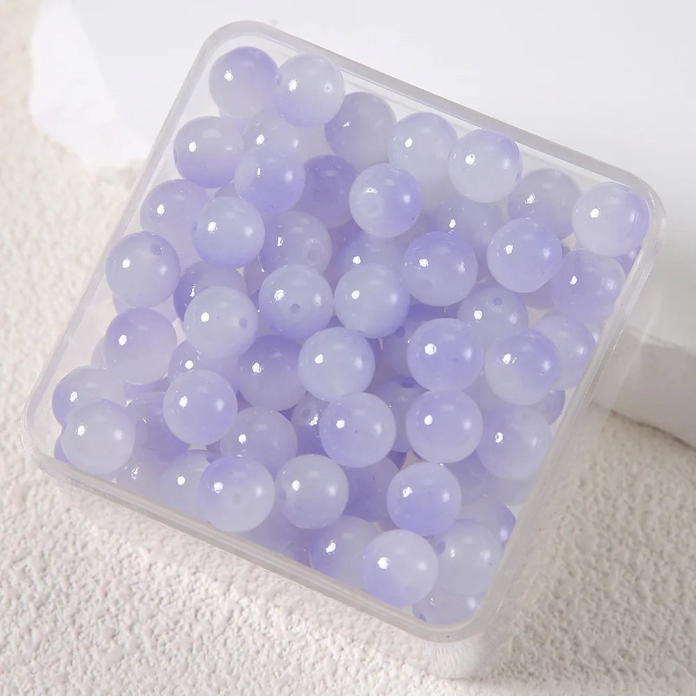 50pcs Double Gradient Color Jelly Result Round Glass Bead