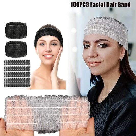 100PCS Disposable Soft Non-Woven Facial Hair Band